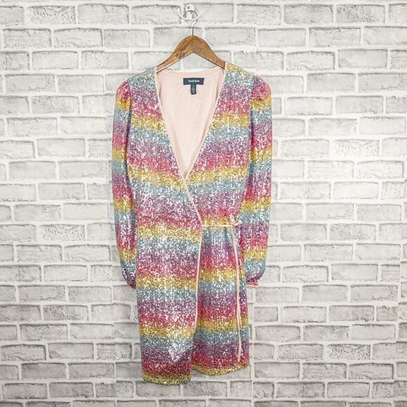 ModCloth Take A Shine Sequin Wrap Dress size Small Multi-color - Picture 5 of 7